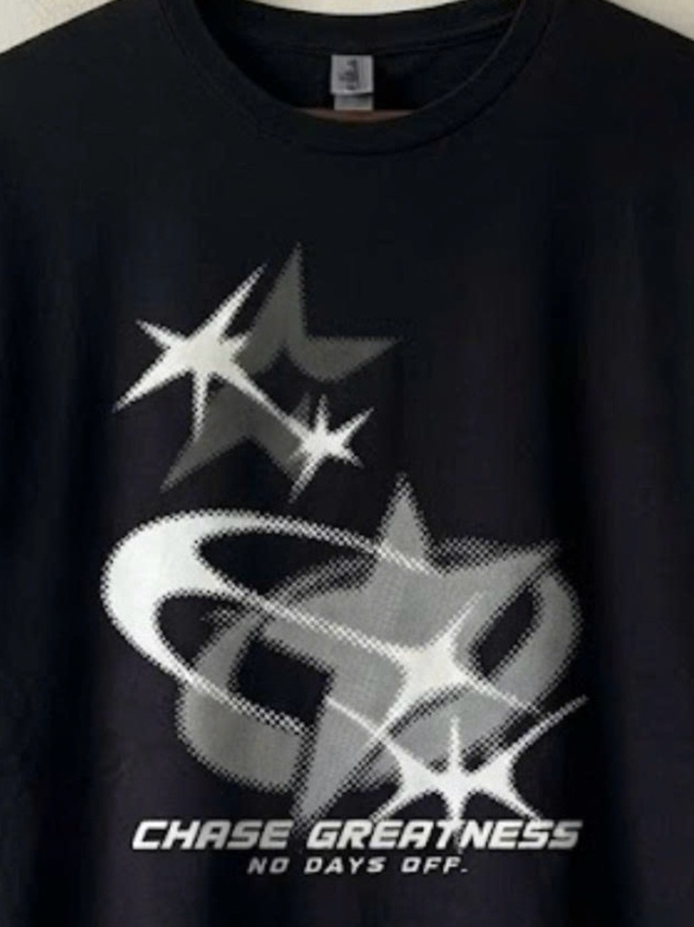 Gildan Black Tee with Silver Star Graphic | Unisex Shirt - Picture 2 of 2